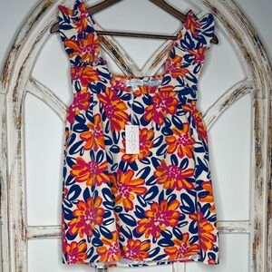 Mud Pie Colorful Floral Blouse
